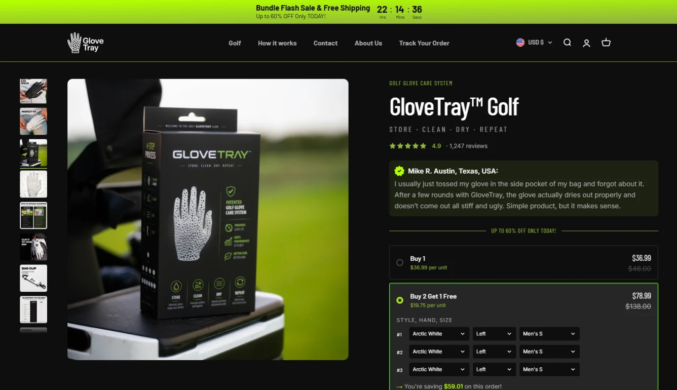 How GloveTray Redesigned Its Shopify Product Experience and Automated Fulfillment Workflows — desktop