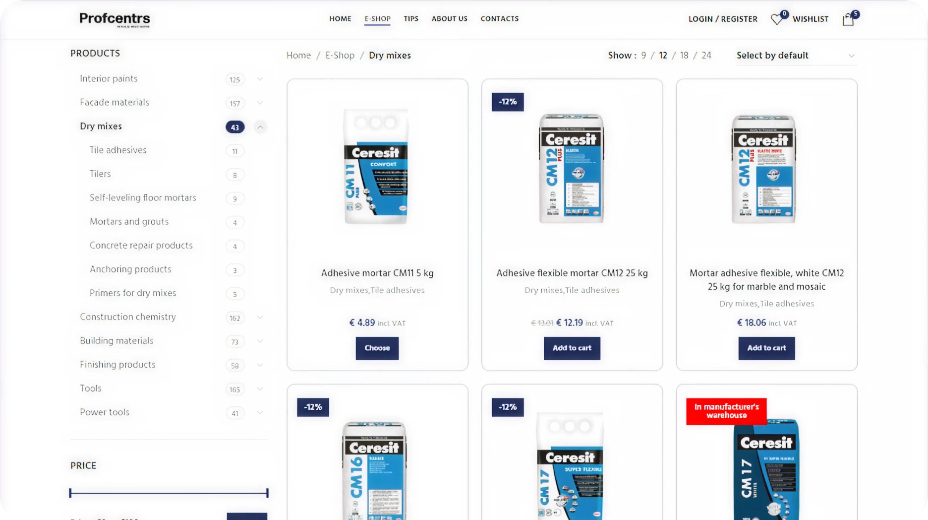 Profcentrs online store