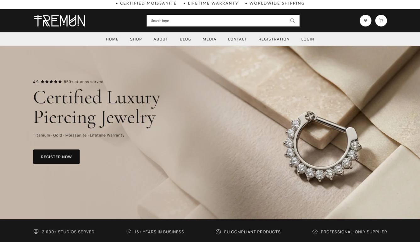 How Tremun Piercing Improved The Site Speed and Built an Ongoing Technical Partnership — desktop